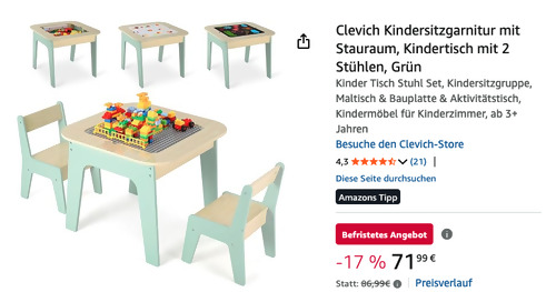 Clevich TF6808 Kindersitzgarnitur mit Stauraum in Grün Clevich TF6808 Kindersitzgarnitur mit Stauraum in Grün