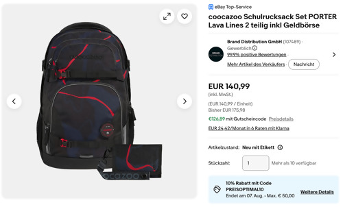 coocazoo Schulrucksack Set PORTER Lava Lines inkl. Geldbörse - jetzt 10% billiger coocazoo Schulrucksack Set PORTER Lava Lines inkl. Geldbörse - jetzt 10% billiger