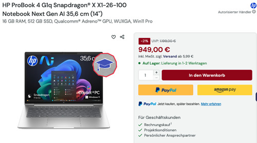 HP ProBook 4 G1q Snapdragon® X X1-26-100 Notebook Next Gen AI 35,6 cm (14") HP ProBook 4 G1q Snapdragon® X X1-26-100 Notebook Next Gen AI 35,6 cm (14")