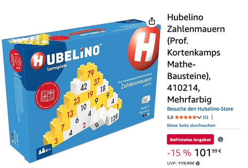 Hubelino 410214 Prof. Kortenkamps Mathe-Bausteine, 230 Teile Hubelino 410214 Prof. Kortenkamps Mathe-Bausteine, 230 Teile
