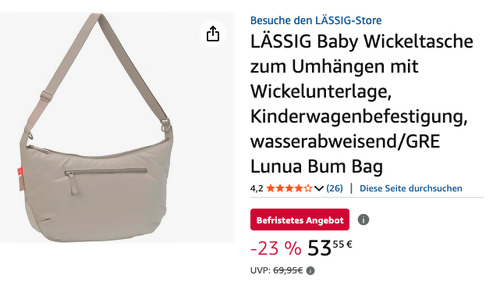 LÄSSIG Baby Wickeltasche Lunua Bum Bag in Beige LÄSSIG Baby Wickeltasche Lunua Bum Bag in Beige