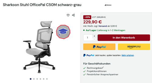 Sharkoon Bürostuhl OfficePal C50M schwarz-grau - jetzt 15% billiger Sharkoon Bürostuhl OfficePal C50M schwarz-grau - jetzt 15% billiger