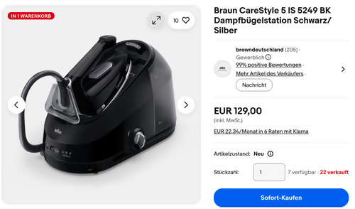 Braun CareStyle 5 IS 5249 BK Dampfbügelstation