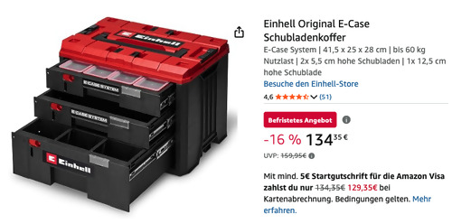 Einhell Original E-Case Schubladenkoffer, 41,5 x 25 x 28 cm Einhell Original E-Case Schubladenkoffer, 41,5 x 25 x 28 cm