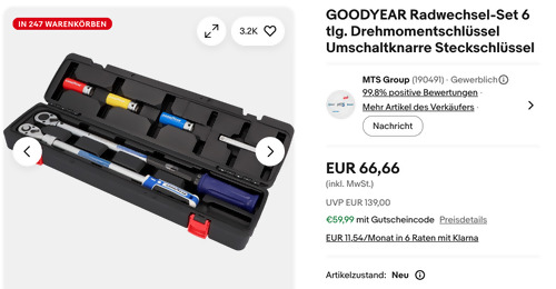 GOODYEAR 11086 6 tlg. Radwechsel-Set - jetzt 21% billiger GOODYEAR 11086 6 tlg. Radwechsel-Set - jetzt 21% billiger