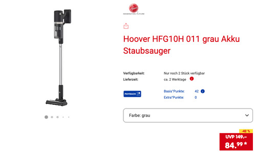 Hoover HFG10H 011 Akku - Staubsauger grau Hoover HFG10H 011 Akku - Staubsauger grau