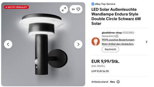 Ledvance LED Solar Außenwandleuchte Endura Style Double Circle Schwarz - jetzt 50% billiger Ledvance LED Solar Außenwandleuchte Endura Style Double Circle Schwarz - jetzt 50% billiger