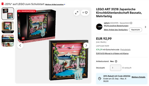 LEGO ART 31218 Japanische Kirschblütenlandschaft Bausatz LEGO ART 31218 Japanische Kirschblütenlandschaft Bausatz