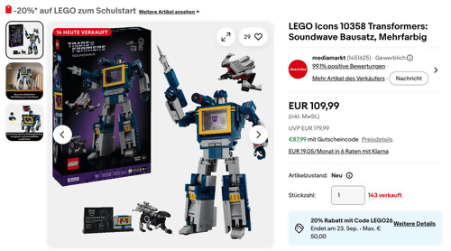 LEGO Icons 10358 Transformers: Soundwave Bausatz