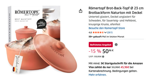 Römertopf Brot-Back-Topf Ø 23 cm in Terrakotta Römertopf Brot-Back-Topf Ø 23 cm in Terrakotta