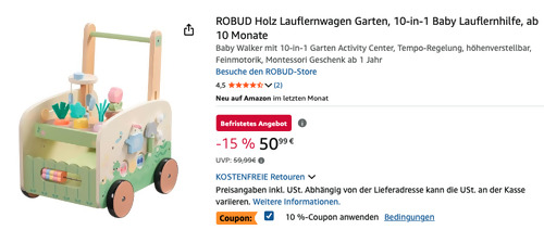 ROBUD Holz Lauflernwagen "Garten"