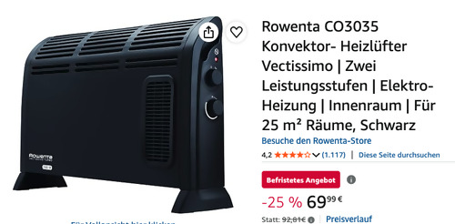 Rowenta CO3035 Vectissimo Konvektor- Heizlüfter