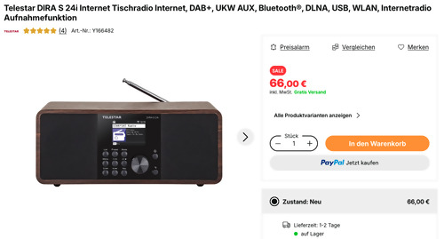 Telestar DIRA S 24i Internet Tischradio (DAB+, UKW AUX, Bluetooth, DLNA, USB, WLAN) Telestar DIRA S 24i Internet Tischradio (DAB+, UKW AUX, Bluetooth, DLNA, USB, WLAN)
