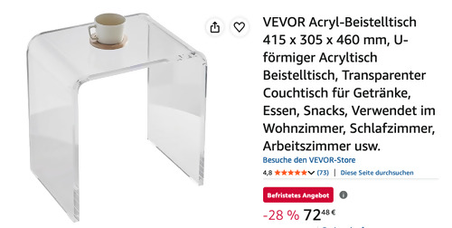 VEVOR Acryl-Beistelltisch 415 x 305 x 460 mm VEVOR Acryl-Beistelltisch 415 x 305 x 460 mm