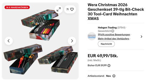 Wera Christmas 2026 Bit-Check 30 PH PZ TX + Tool-Card Hex-Plus 3-6 mm + Schraubendreher-Mix 39-tlg. Spar-Set Wera Christmas 2026 Bit-Check 30 PH PZ TX + Tool-Card Hex-Plus 3-6 mm + Schraubendreher-Mix 39-tlg. Spar-Set
