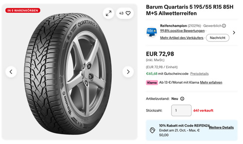 Barum Quartaris 5 195/55 R15 85H M+S Allwetterreifen Barum Quartaris 5 195/55 R15 85H M+S Allwetterreifen