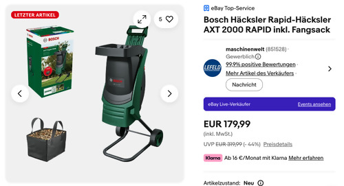Bosch Häcksler Rapid-Häcksler AXT 2000 RAPID inkl. Fangsack Bosch Häcksler Rapid-Häcksler AXT 2000 RAPID inkl. Fangsack