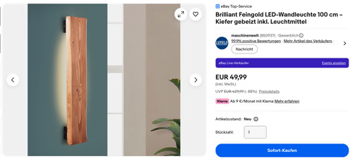 Brilliant Feingold LED-Wandleuchte 100 cm Kiefer gebeizt Brilliant Feingold LED-Wandleuchte 100 cm Kiefer gebeizt