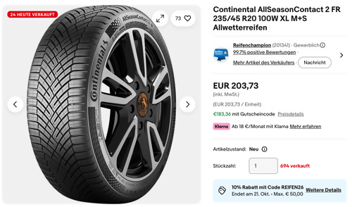 Continental AllSeasonContact 2 FR 235/45 R20 100W XL M+S Allwetterreifen Continental AllSeasonContact 2 FR 235/45 R20 100W XL M+S Allwetterreifen