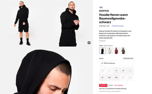 DOMYOS Hoodie Herren warm Baumwollgewebe, versch. Farben und Größen DOMYOS Hoodie Herren warm Baumwollgewebe, versch. Farben und Größen