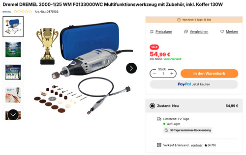 Dremel DREMEL 3000-1/25 WM F0133000WC Multifunktionswerkzeug mit Zubehör