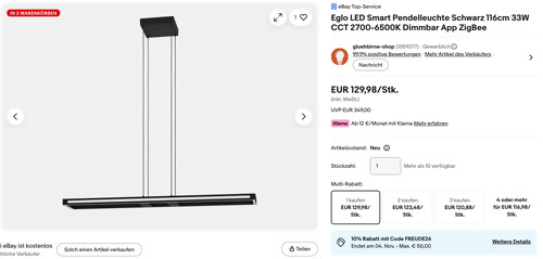 Eglo LED Smart Pendelleuchte Salvianas-Z Schwarz 116cm Eglo LED Smart Pendelleuchte Salvianas-Z Schwarz 116cm