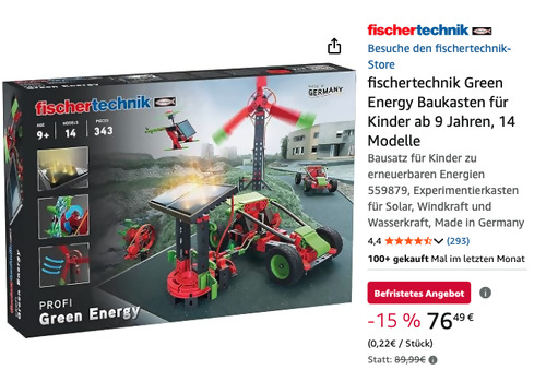 Fischertechnik 559879 Green Energy Baukasten, 14 Modelle Fischertechnik 559879 Green Energy Baukasten, 14 Modelle