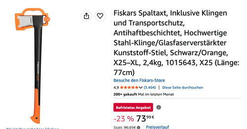 Fiskars 1015643 X25 - XL Spaltaxt, 2,4kg Fiskars 1015643 X25 - XL Spaltaxt, 2,4kg