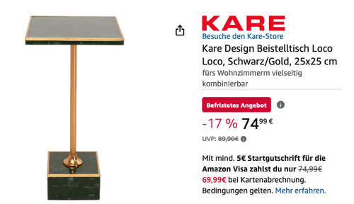 Kare Design Beistelltisch "Loco Loco", 25T x 25B x 50H cm Kare Design Beistelltisch "Loco Loco", 25T x 25B x 50H cm