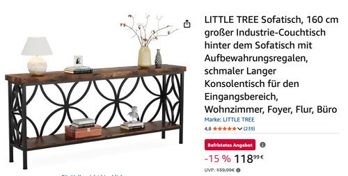 LITTLE TREE 160 cm Konsolentisch im Industrial-Stil