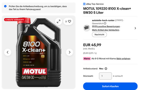 MOTUL 109220 8100 X-clean+ 5W30 5 Liter