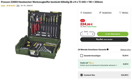 Proxxon 23660 68-tlg. Handwerker Werkzeugkoffer - jetzt 5% billiger Proxxon 23660 68-tlg. Handwerker Werkzeugkoffer - jetzt 5% billiger