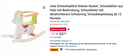 roba Holz Schaukelpferd "kleiner Racker"