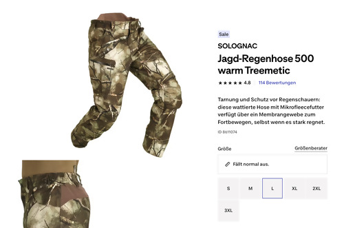 SOLOGNAC Jagd-Regenhose 500 warm Treemetic, S - 3XL