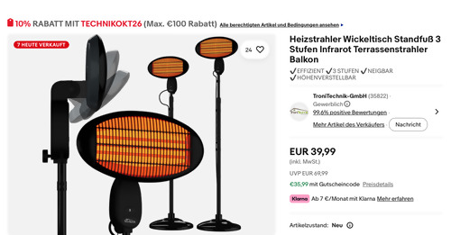 TroniTechnik TT-TH 2020 Infrarot Heizstrahler TroniTechnik TT-TH 2020 Infrarot Heizstrahler